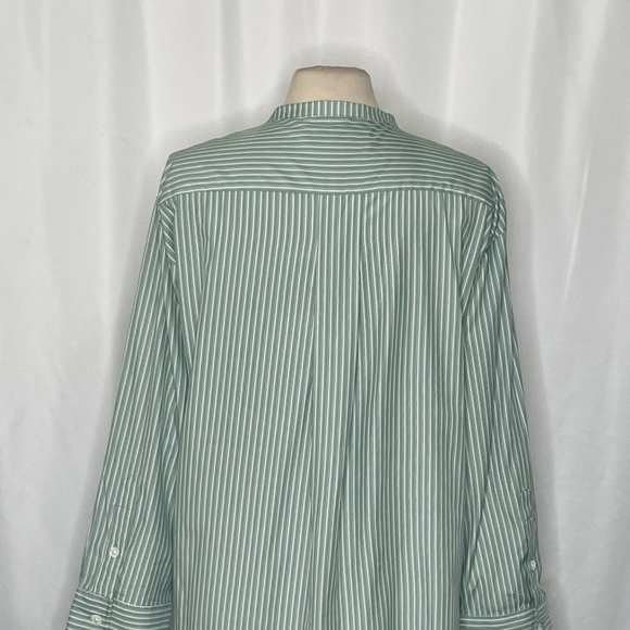 ROUCHA Green White Twist Stripe Shirt Double Breasted Academia BB Medium Short - Picture 8 of 13